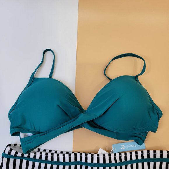 CUPSHE Women's Leafy Wrap Tie Bikini Set Halter Back Bow Low Waisted size XL NEW - Picture 4 of 15